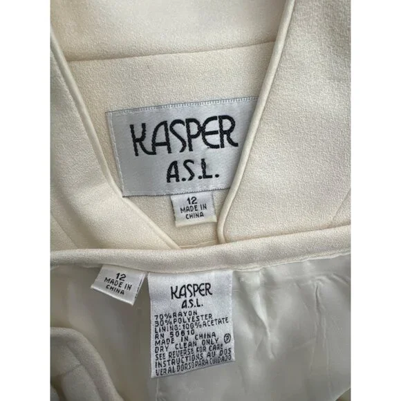 Kasper ASL Women Cream Embroidered Mother of the Bride Skirt Suit Size 12 - Picture 11 of 11